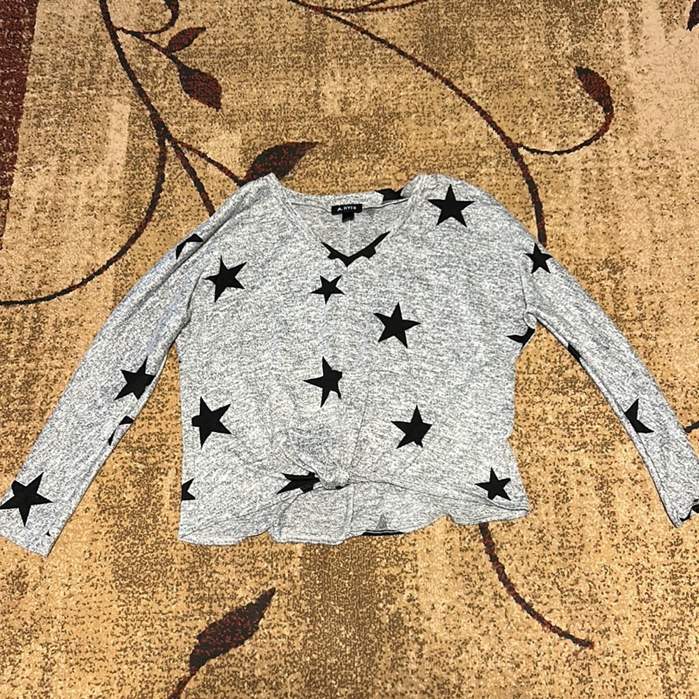 A. Byer Grey with Black Stars Long Sleeve